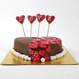 Red Hearts Valentine Cake
